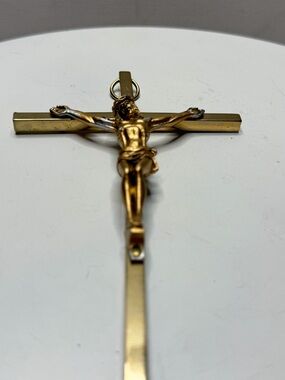 Gold Tone Crucifix Pendant with Detailed Corpus